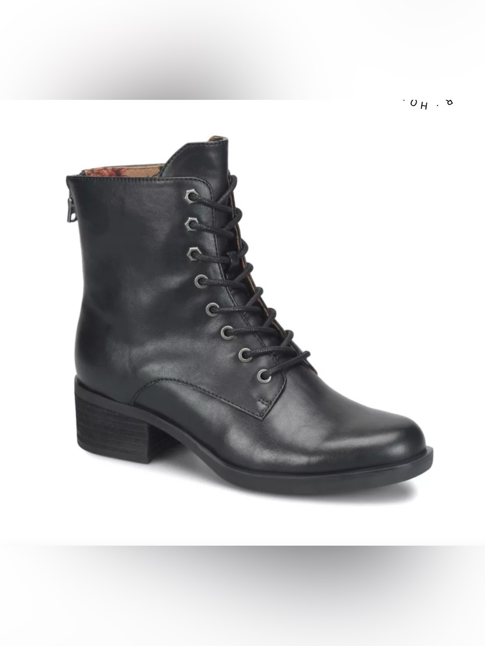 Kork-Ease Black Leather Lace-Up Ankle Boots